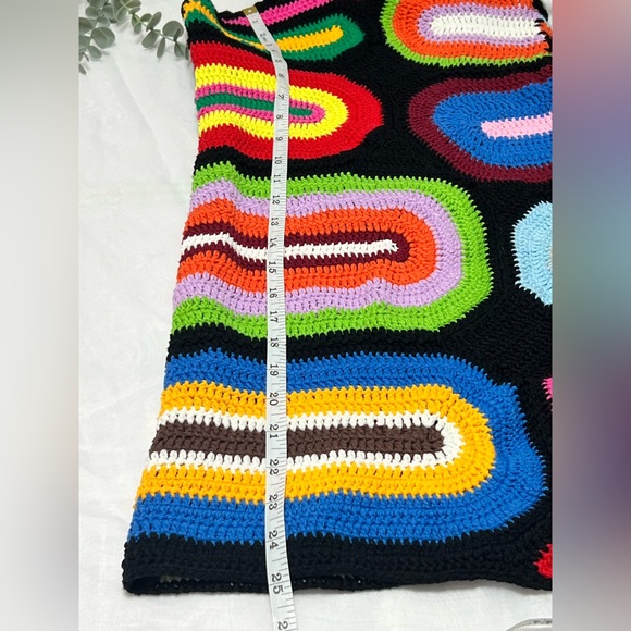 Akira Multicolored Crochet Sweeter Than Honey Halter Neck Mini Dress Cotton M - Picture 7 of 9